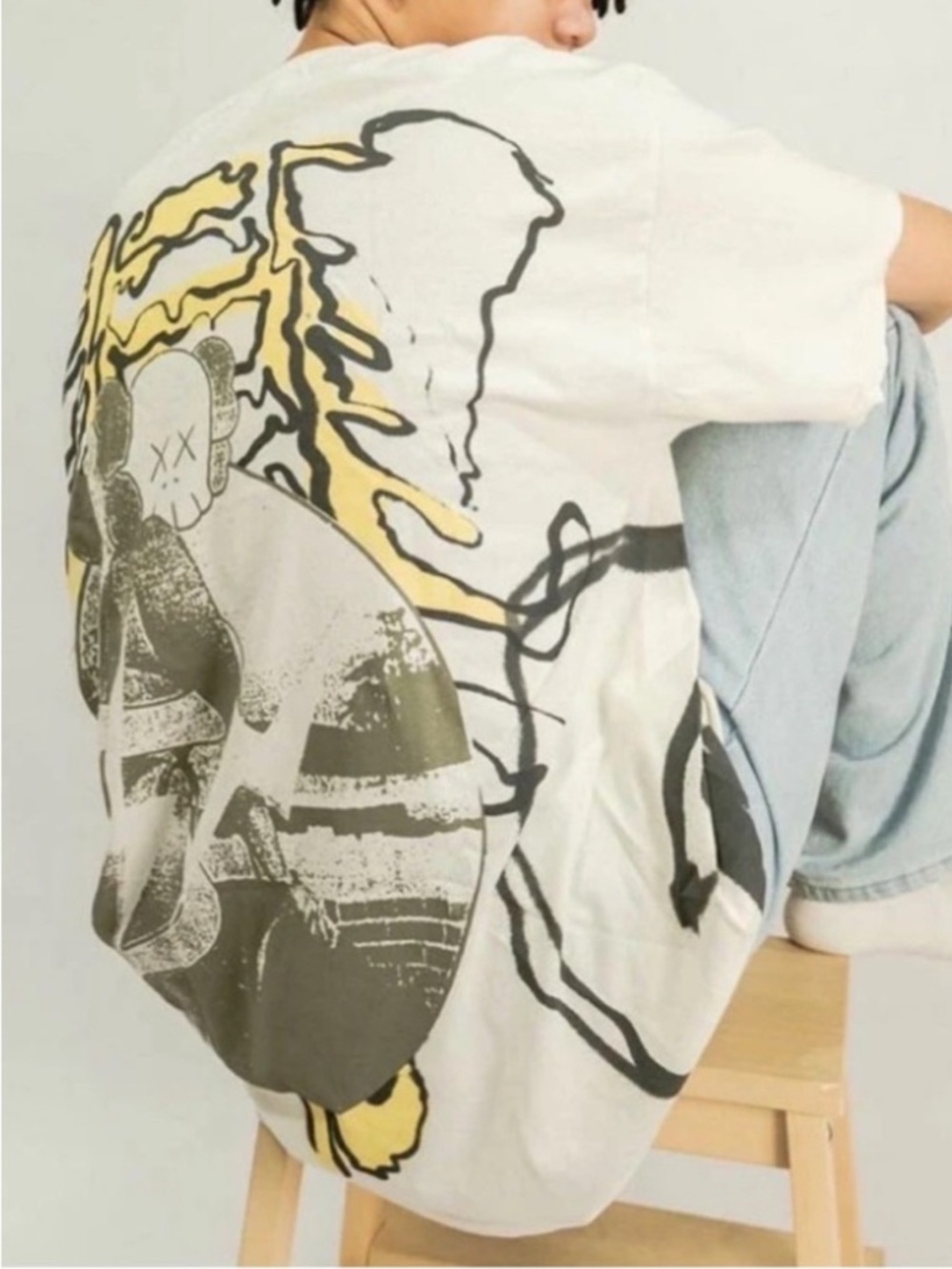 🆕 Travis Scott Cactus Jack KAWS T shirt Vintage Wash For Fragment Tee XL